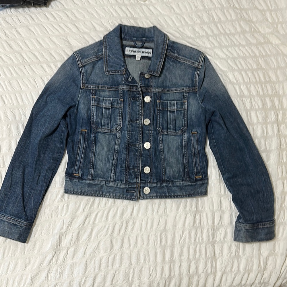Express Jeans Cropped Jean Jacket - Size Small
